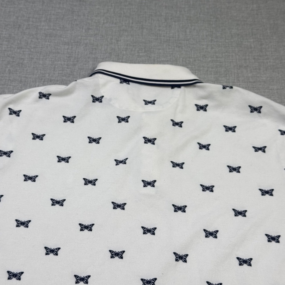 Polo Ralph Lauren Butterfly Pattern Polo Shirt Mens XL White Cotton Spandex - Picture 10 of 10